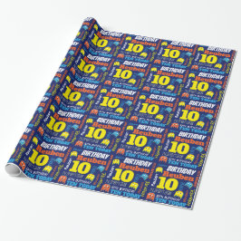 Papel De Presente Alienígena de jogos Pixel, 10º aniversário, brilha