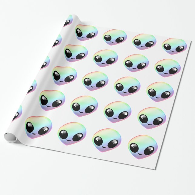Papel De Presente Alienígena do arco-íris de Kawaii (Desenrolado)