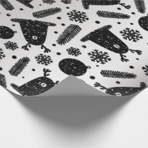 Papel De Presente Alienígena Feliz de Férias Reindeer Prateado Neve