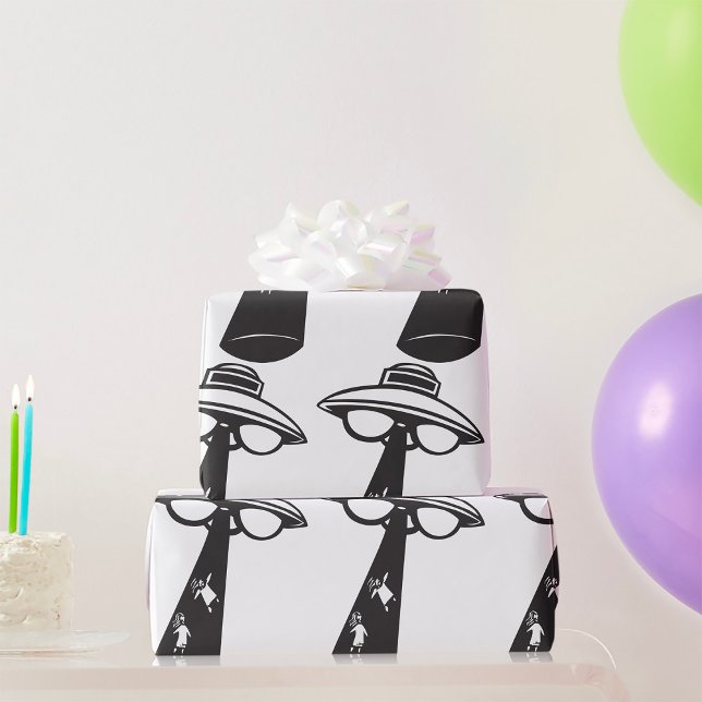 Papel De Presente Alienígena Gráfica de Rapto de OVNI Retroativa Sci (Criador carregado)