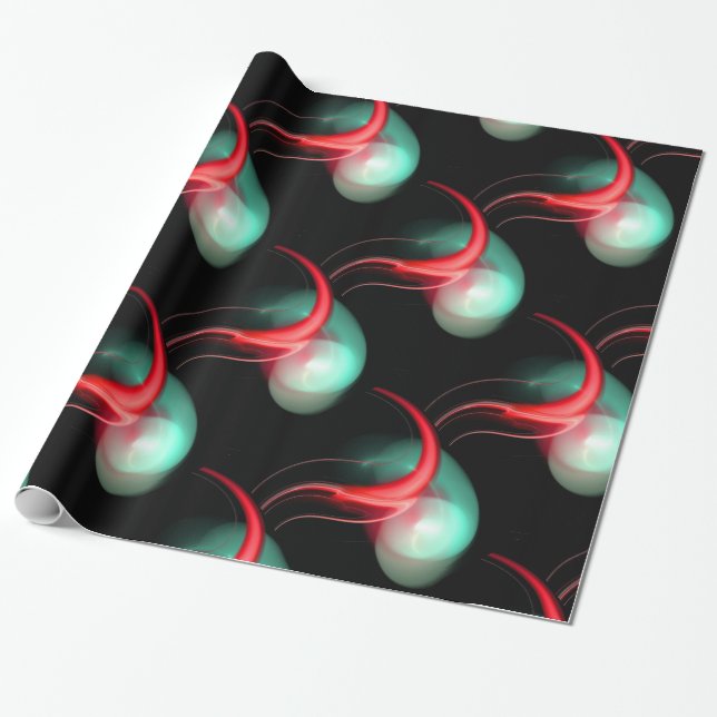 PAPEL DE PRESENTE ALIENÍGENAS VERDE VERMELHAS EM PRETO (Desenrolado)