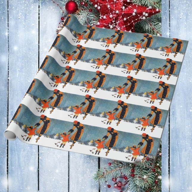 Papel De Presente Alimentando os pássaros em um dia de neve (Criador carregado)