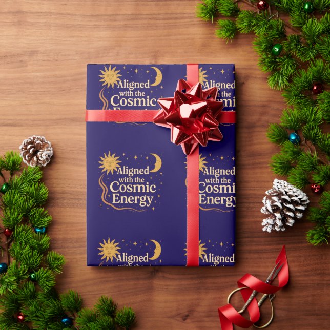 Papel De Presente Alinhado com a Energia Cósmica Boho Celestial (Presente de Natal)