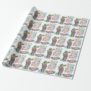 Papel De Presente Alligador de Cute Dormindo sobre a Festa de aniver