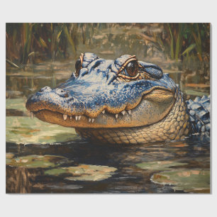 Papel De Presente Alligador na Decoupage de Everglades Wildlife