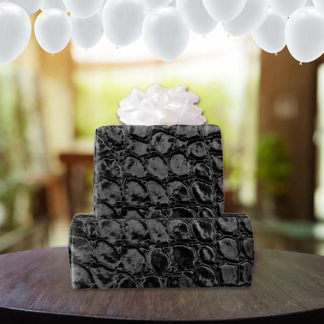 Papel De Presente Alligator Black Faux Leather (Criador carregado)