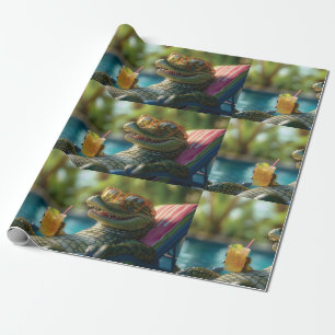 Papel De Presente Alligator desfrutando de um coquetel ao lado do po