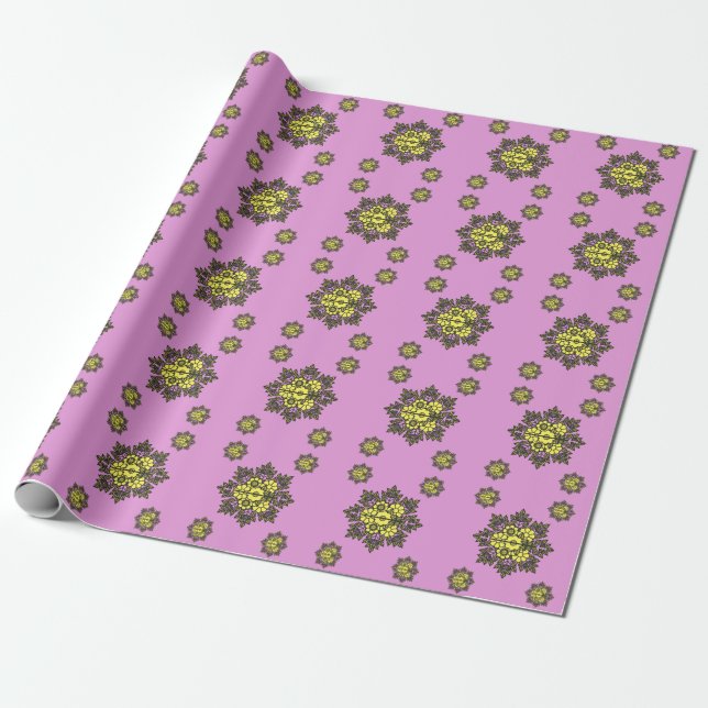 Papel De Presente Almofada de Arremesso com Padrão de Flor de Mandal (Desenrolado)