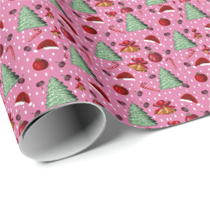 Papel De Presente Almofada Rosa de Natal
