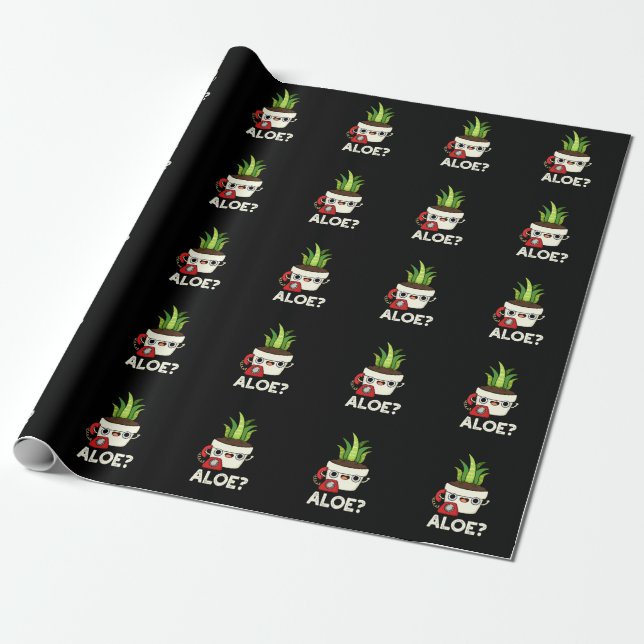 Papel De Presente Aloe Funny Plant Hello Pun Dark BG (Desenrolado)