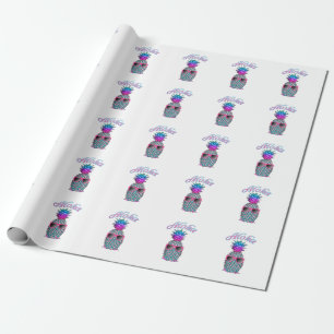 Papel De Presente Aloha-Havaiana-de-abacaxi colorida