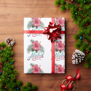 Papel De Presente Aloha Ilhas Havaianas Havaí Flor de Hibisco
