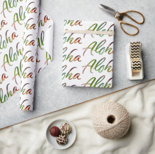 Papel De Presente Aloha - Nature Lettering White - Havaí Hawai'i