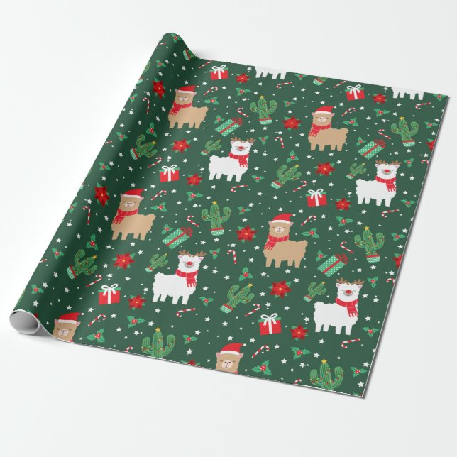 Papel De Presente Alpaca de Natal bonito (Desenrolado)