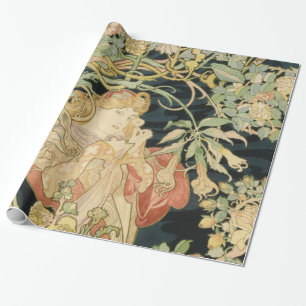 Papel De Presente Alphonse Mucha - Alphonse