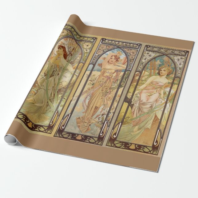 Papel De Presente Alphonse Mucha - Art Nouveau Master (Desenrolado)