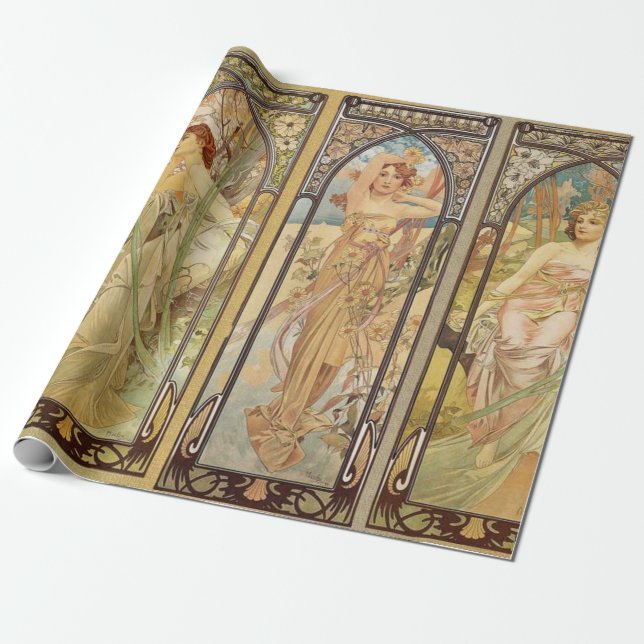 Papel De Presente Alphonse Mucha - Art Nouveau Master (Desenrolado)