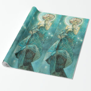 Papel De Presente Alphonse Mucha Moonlight Clair De Lune Art Nouveau