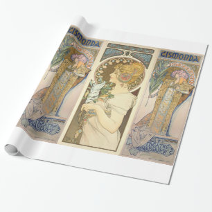 Papel De Presente Alphonse Mucha - pintura de Sarah Bernhard
