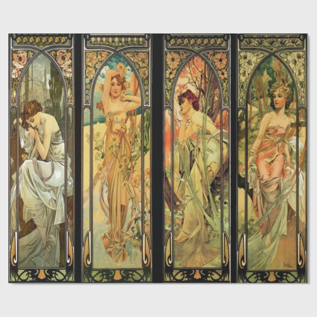 Papel De Presente Alphonse Mucha, Senhoras Bons, Art Deco (Aberto)