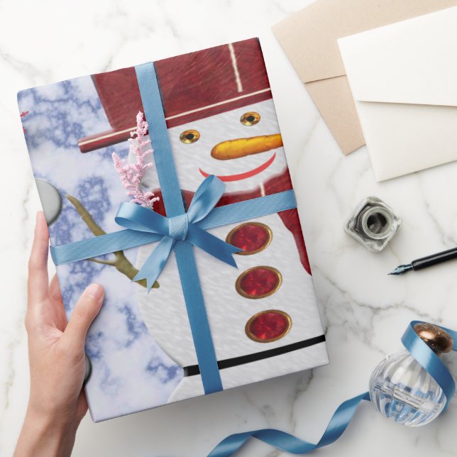 Papel De Presente Alto Cheerful Snowman (Presentear)