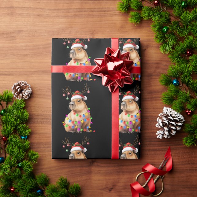 Papel De Presente Ama Capivara Luzes de Natal Cappy Xmas (Presente de Natal)