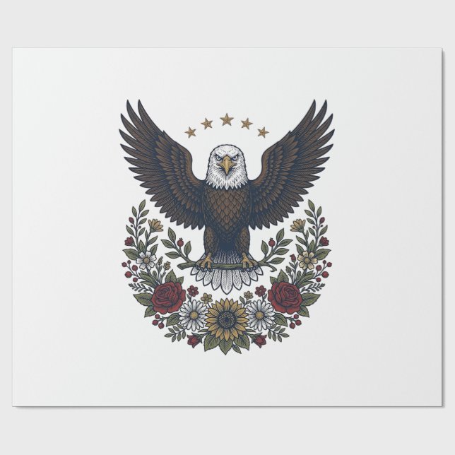 Papel De Presente Ama do Vinho Tinto e Azul Patriótico (Aberto)