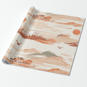 Papel De Presente Amanhecer Golden Dawn Sobre o Monte Fuji – Aquarel