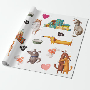 Papel De Presente Amante de Cachorro Fofo