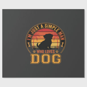 Papel De Presente Amante de Cachorro Homem Simples Retro Pôr do Sol