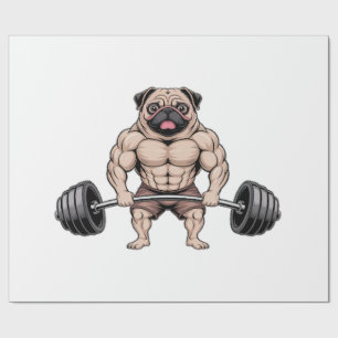Papel De Presente Amante de Cão Pug Musculoso Levantamento de Peso K