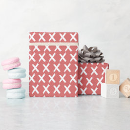 Papel De Presente Amante de X - Branco em Rosa Escuro