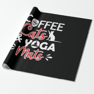 Papel De Presente Amante de Yoga Gato Café e Tapetes de Yoga