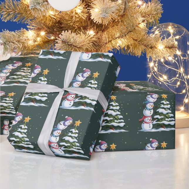 Papel De Presente Amante do Boneco de Neve de Natal Árvore Festa de  (Feriados)