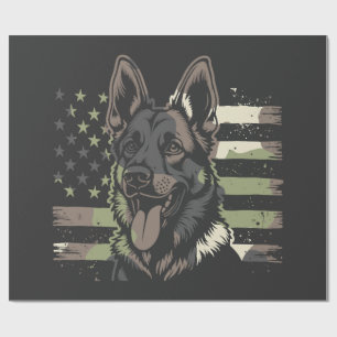 Papel De Presente Amante do Cão Pastor Alemão EUA Bandeira Americana