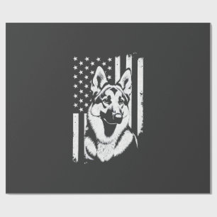 Papel De Presente Amante do Cão Pastor Alemão EUA Bandeira Americana