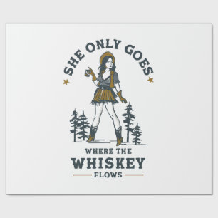 Papel De Presente Amante Engraçada de Whisky Cowgirl Ocidental Vinta