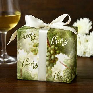 Papel De Presente Amantes De Vinho De Padrão De Uva Retroativa