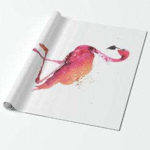 Papel De Presente Amantes do Flamingo de Watercolor Amantes Funny F