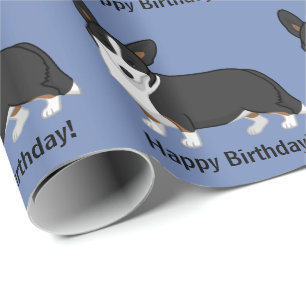 Papel De Presente Amantes pretos bonitos do cão do Corgi de Galês do