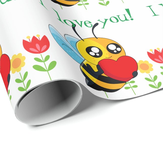Papel De Presente Amar Abelha (Ponta do rolo)