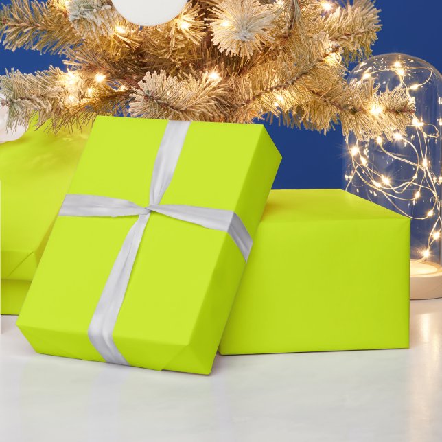 Papel De Presente Amarelo Chartreuse cor sólida (Feriados)