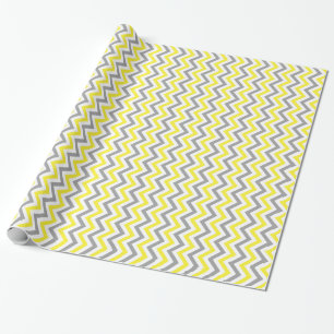 Papel De Presente Amarelo, Cinza Escuro Branco Padrão de Zigue-Zague