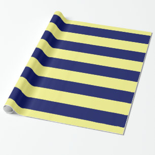 Papel De Presente Amarelo Claro, Azul Marinho XL Listras Padrão V