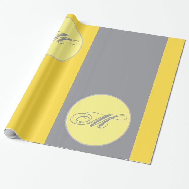 Papel De Presente Amarelo Claro E Cinza Suave Personalizar Envoltóri (Desenrolado)