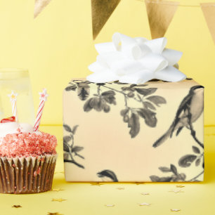 Papel De Presente Amarelo com papel de moldagem de passarinho de gal