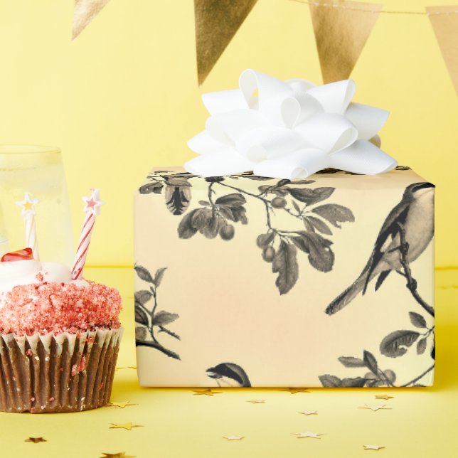 Papel De Presente Amarelo com papel de moldagem de passarinho de gal (Festa de aniversário)