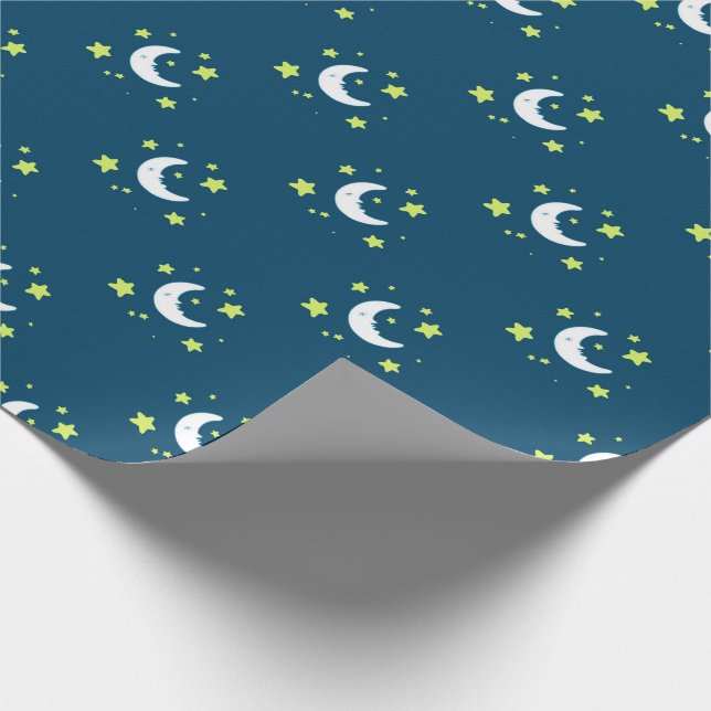 Papel De Presente Amarelo da lua & das estrelas no papel de (Ponta)