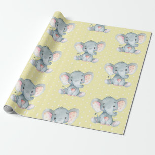 Papel De Presente Amarelo-e-Cinza-elefante-escura