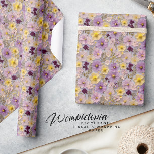 Papel De Presente Amarelo e Roxo de Flor Selvagem 3D Moderno Pressio